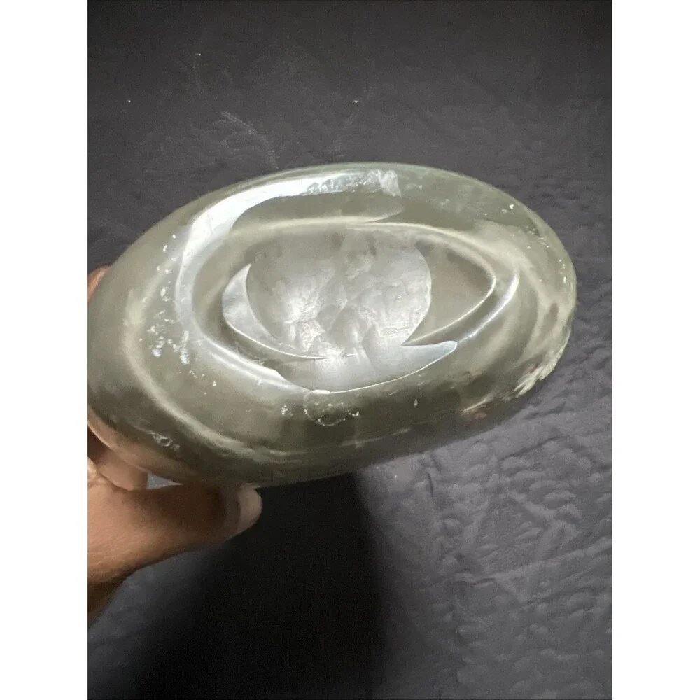 3pc Hand Blown Art Glass Vase Bottle Swirl White & Gray Mottled Set Heavy Decor
